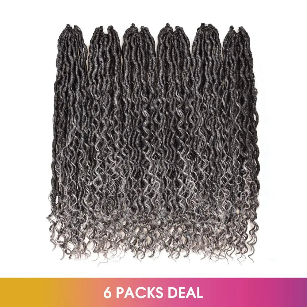 ( US ONLY) FAST SHIPPING GL | Toyotress® Curly Locs Crochet Hair - Natural Black Pre-twisted Faux Locs Crochet Braids, Short Pre-looped Synthetic Braiding Hair Extensions Toyotress